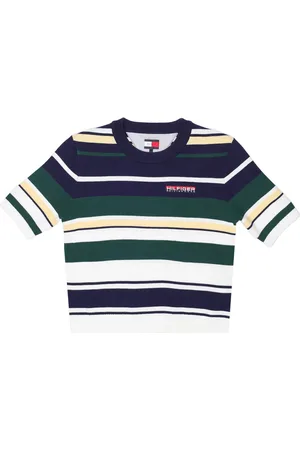 Tommy Hilfiger Stickade tröjor & koftor, Dam, S, Randig kortärmad segeltopp