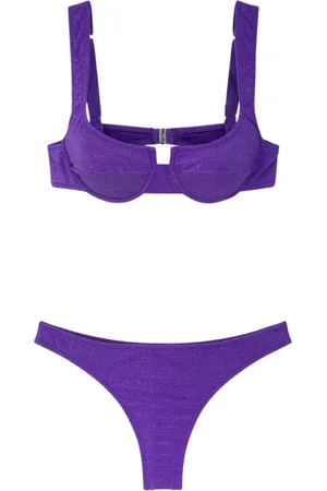 F**K Badkläder, Dam, XL, Bikini Donna Reggiseno med bygel och fast amerikansk slip Lila 1142-Pr