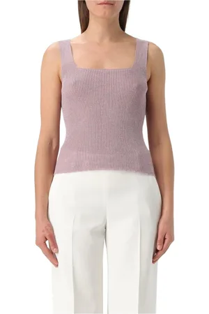 Twin-Set Topp, Dam, M, Polyester, Elegant Ribbstickad Topp