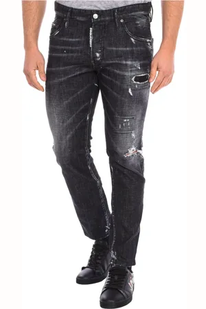 Dsquared2 Jeans, Herr, M, Bomull, Straight Leg Jeans med Distressed Detalj