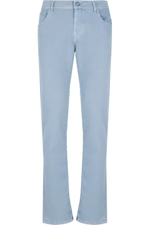 Jacob Cohen Jeans, Herr, W35, Bomull, Ljusblå bomullsbyxor för män