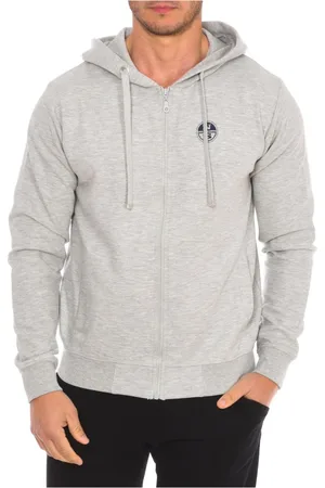 North Sails Sweatshirts & Hoodies, Herr, M, Bomull, Huvtröja med dragkedja och ribbstickad nederkant