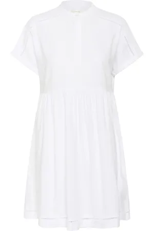 INWEAR Klänning, Dam, XS, Linne, Kort Vit Klänning Faridaiw Stil