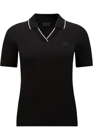 Moncler Topp, Dam, M, Bomull, Svart Ribbstickad Pikétröja