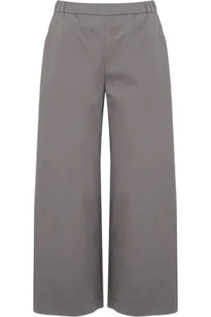 Max Mara Byxor, Dam, L, Bomull, Grå Bomull Bred Ben Byxor Antille