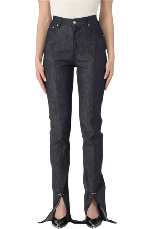 MUGLER Jeans, Dam, W26, Blå Slits Hem Jeans