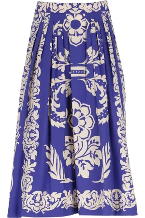 Etro Kjol, Dam, S, Bomull, Blå Plisserad Kjol med Paisley Mönster