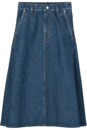 Gucci Kjol, Dam, M, Denim, Mörkblå Denim Midi Kjol