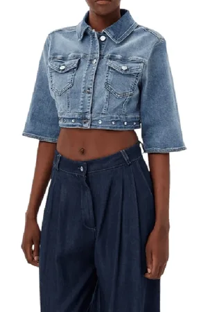 Liu Jo Jacka, Dam, XS, Denim, Denimjacka Regular Fit Kort Längd
