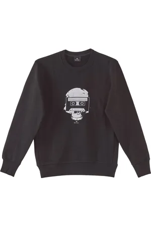 Paul Smith Sweatshirts & Hoodies, Herr, L, Bomull, Sweatshirt med skallegrafik och kassett i svart
