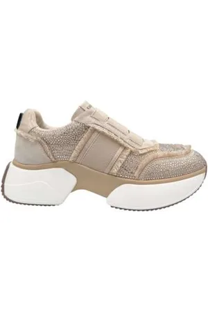 Jeannot Skor, Dam, 36 EU, Glittrande Sand Sneaker med Mikro Strass