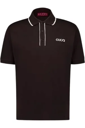 Gucci Topp, Herr, M, Bomull, Brun Logo-Patch Polotröja