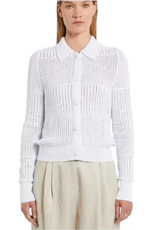 MARELLA Stickade tröjor & koftor, Dam, L, Vit Cardigan Sweater Chic Vårsamling