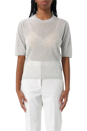 SLOWEAR Stickade tröjor & koftor, Dam, M, Linne, Beige Stickad Topp för Kvinnor