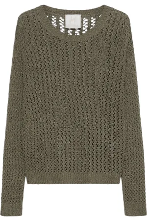 MARELLA Stickade tröjor & koftor, Dam, XL, Bomull, Grön Bomullströja Vår Must-Have