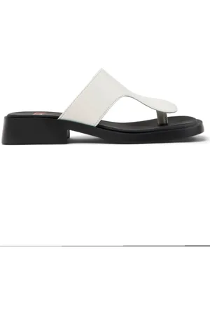 Camper Skor, Dam, 38 EU, Läder, Vita Asymmetriska Bekväma Sandaler