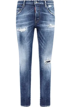 Dsquared2 Jeans, Herr, XL, Denim, Slim Fit Använda Denim Skater Jeans