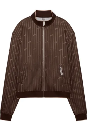 GCDS Sweatshirts & Hoodies, Herr, S, Polyester, Sportig Randig Jacka med Logotyptryck