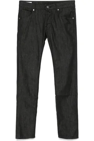 Incotex Jeans, Herr, W33, Logo Patch Jeans Svart Dragkedja Knapp