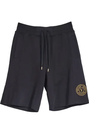 VERSACE Shorts, Herr, M, Bomull, Korta V Emblem Sweatpants Svart/Guld