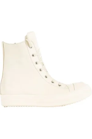 Rick Owens Skor, Dam, 37 EU, Mjölkton höga sneakers med hajtandssula