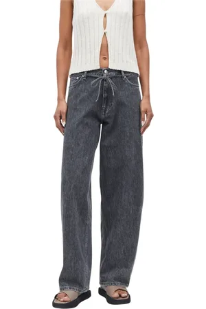 Samsøe Samsøe Jeans, Dam, 4XS L30, Denim, Hög midja kurviga utsvängda jeans