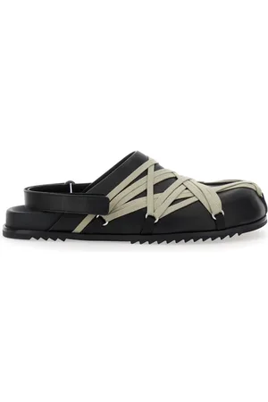 Rick Owens Skor, Herr, 40 EU, Läder, Svarta Megalaced Sandaler med Oversize Snören