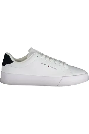 Tommy Hilfiger Skor, Herr, 40 EU, Sportiga vita snörskor med blå detaljer