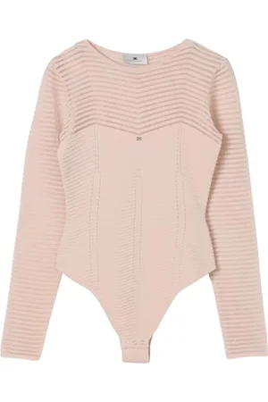 Elisabetta Franchi Topp, Dam, S, Räfflad Stickad Bodysuit Svart