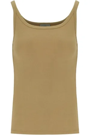 Max Mara Topp, Dam, XS, Bomull, Räfflad Beige Strenna Topp