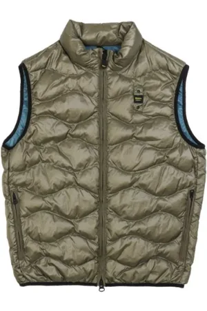 Blauer Jacka, Herr, XL, Grön Rutig Ärmlös Quiltad Jacka