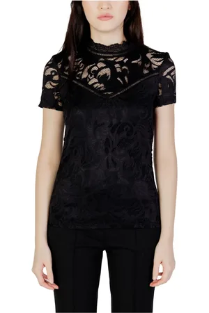 VILA Topp, Dam, XS, Polyester, Svart kortärmad T-shirt