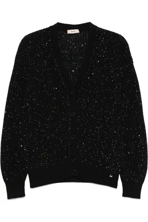 HERNO Stickade tröjor & koftor, Dam, M, Svart Stickad Cardigan Tröja
