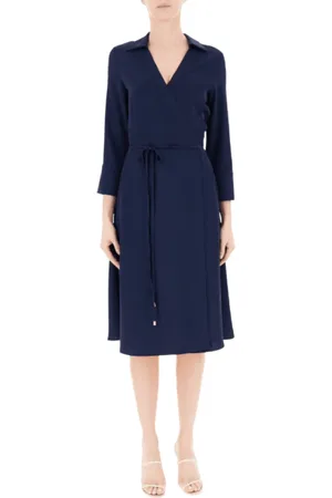 Liu Jo Klänning, Dam, L, Polyester, Blå omlottklänning Laguna stil