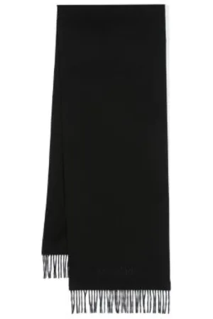Saint Laurent Accessoarer, Dam, ONE Size, Broderad Logotyp Svart Halsduk