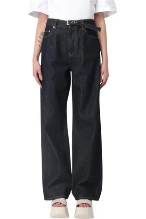 Ganni Jeans, Dam, W26, Blå Wide Leg Bältes Jeans