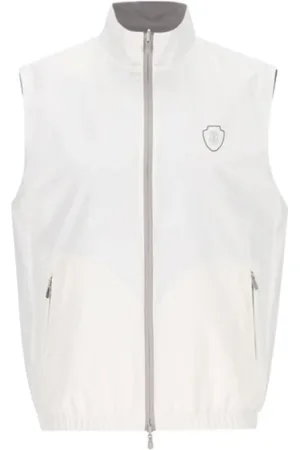 Brunello Cucinelli Jacka, Herr, XL, Nylon, Vit Vändbar Väst med Dragkedjefickor