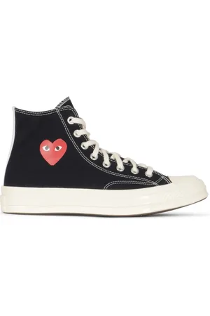 Comme des Garçons Skor, Herr, 44 EU, Bomull, Svarta Sneakers med Liten Röd Hjärta