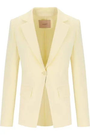 Twin-Set Jacka, Dam, S, Polyester, Vanilla Gul Crepe Blazer