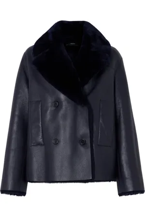 Joseph Jacka, Dam, S, Läder, Shearling Calla Coat - Navy