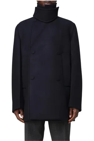 Jil Sander Kappa, Herr, L, Blå Ull Dubbelknäppt Kappa
