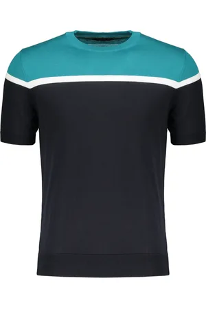 MOORER Topp, Herr, 2Xl, Bomull, Räfflad bomullstickad T-shirt