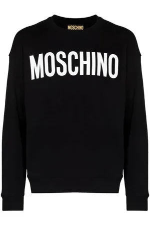 Moschino Sweatshirts & Hoodies, Herr, L, Bomull, Svart Logo Print Sweatshirt