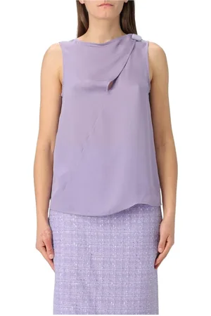 Emporio Armani Topp, Dam, S, Elegant Lila Boat Neck Blus