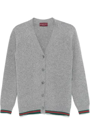 Gucci Stickade tröjor & koftor, Dam, S, Kashmir, Ljusgrå V-ringad Cardigan