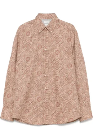 Brunello Cucinelli Skjorta, Herr, XL, Bomull, Paisley Print Button-Down Skjorta