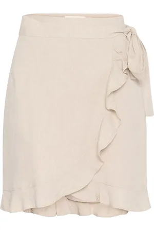INWEAR Kjol, Dam, L, Linne, Omlottkjol med Volangdetaljer