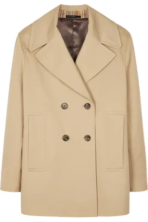 Paul Smith Kappa, Dam, S, Bomull, Kamel Pea Coat med Signatur Accents