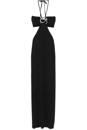 COPERNI Klänning, Dam, M, Polyester, Svart Stickad Halterklänning med Volang