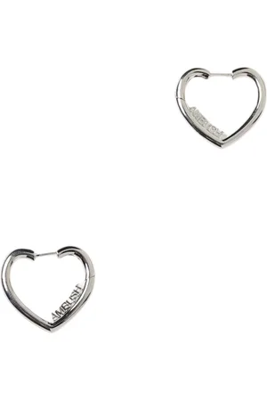 AMBUSH Accessoarer, Dam, ONE Size, Silver Heart Hoop Örhängen